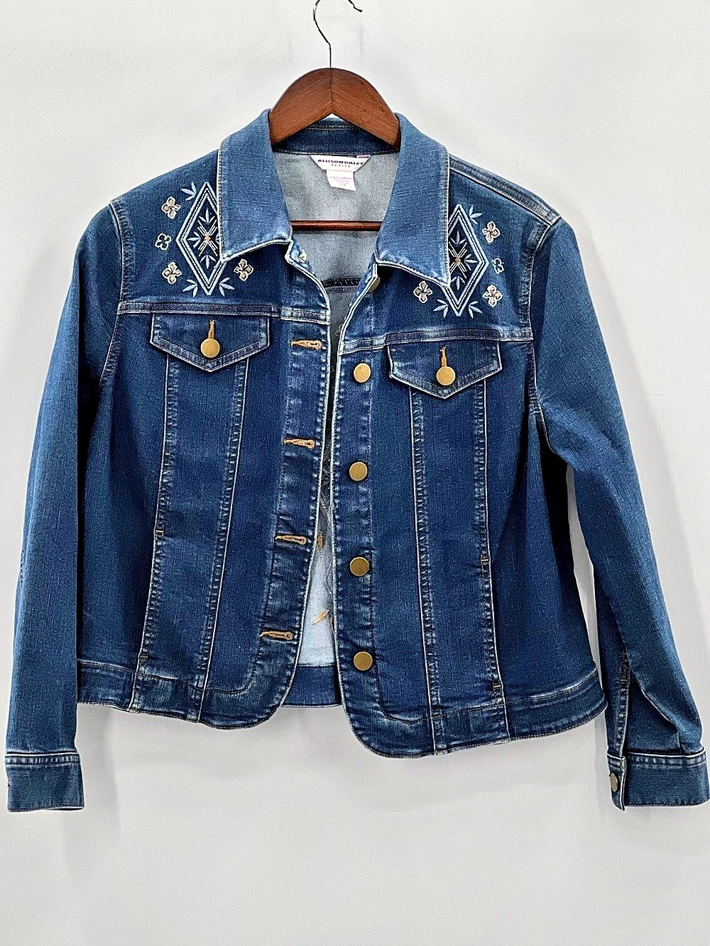 604 Allison Daley Embroidered Denim Jacket Blue Size 12P